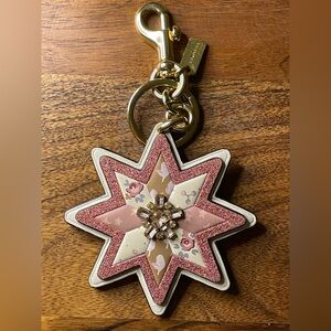 COACH Quilted Star Bag Charm w/Crstal Center Embellishment